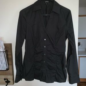 Express Gray Long Sleeve Button Down Dress Shirt